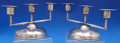 Candelabra Pair 3-light modernist wt 19ozt 5